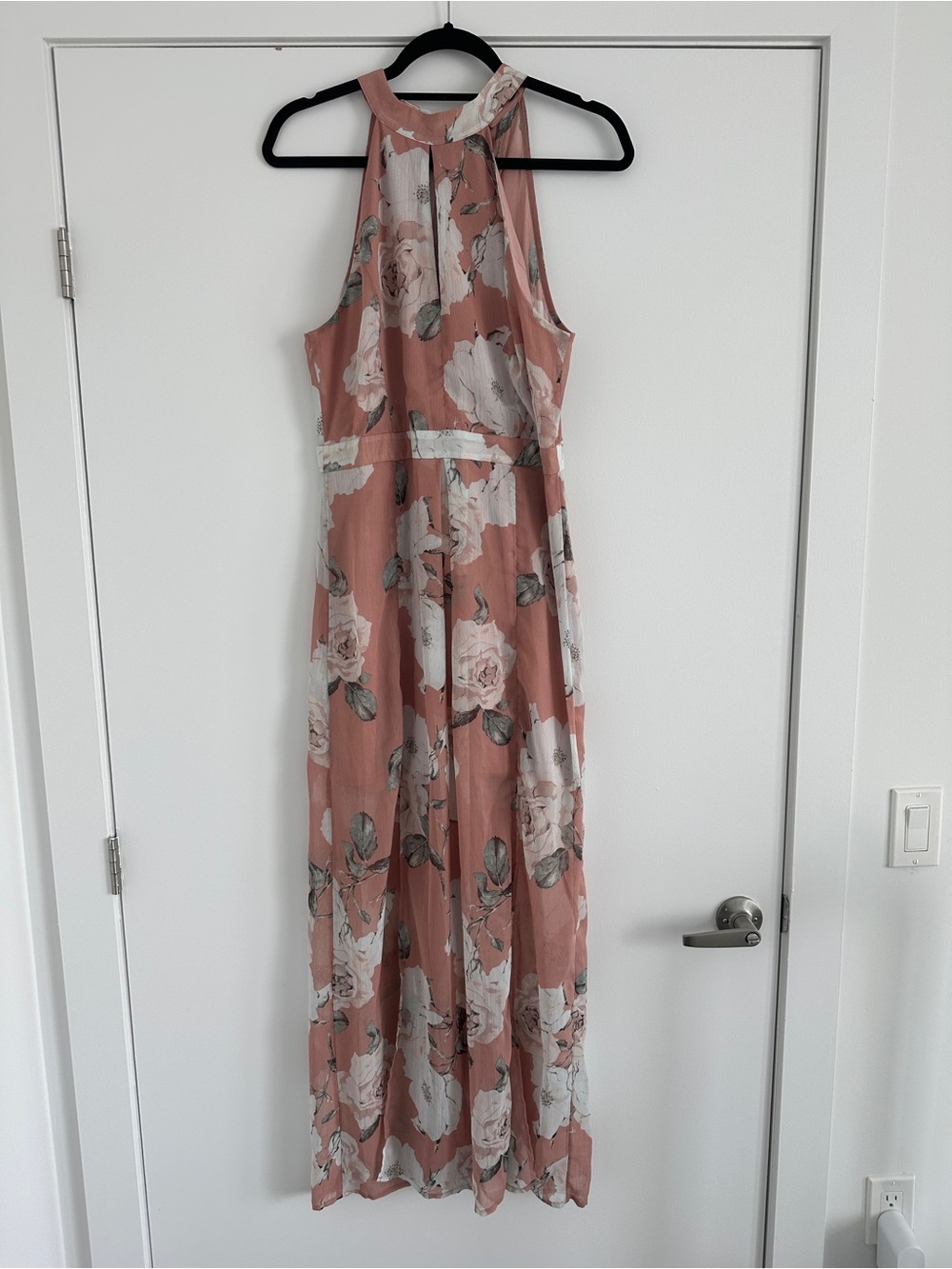 Dynamite Floral Halter Maxi Dress in Dusty Rose